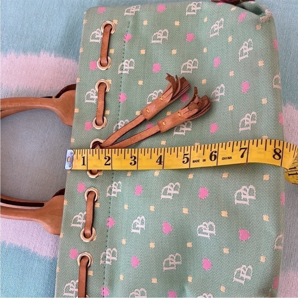 Dooney & Bourke DB Logo Heart Print Canvas Leather Tassel Bag - Picture 11 of 14